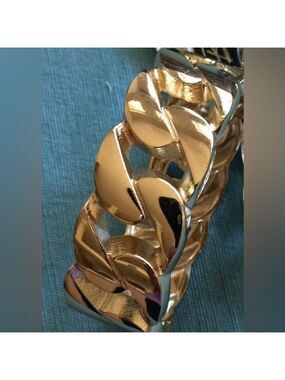 BIRCH HILL Goldtone Wide Cuff Chunky Chain Bracelet